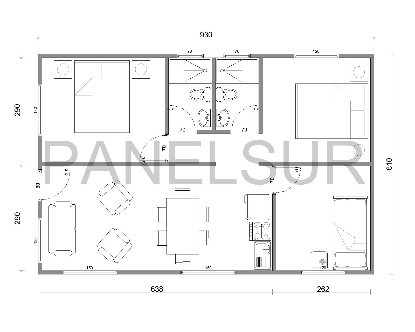Casa 58 m2 – Galpon-Modelo