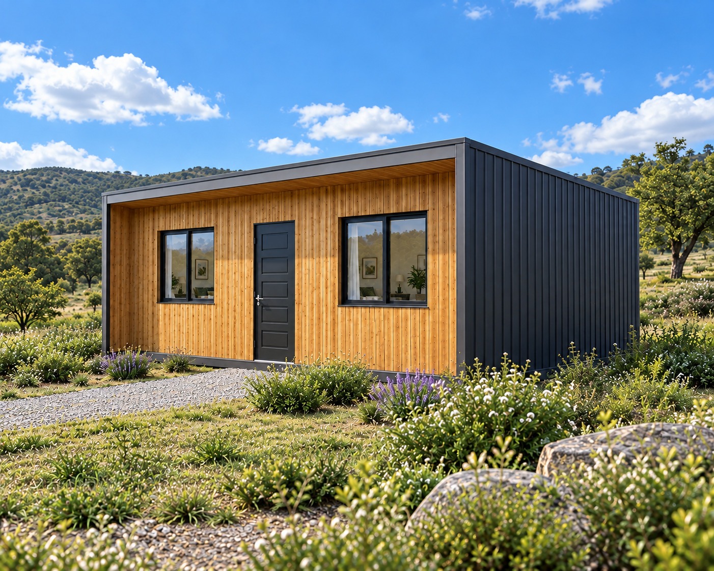 Casa moderna en luz de mediodía