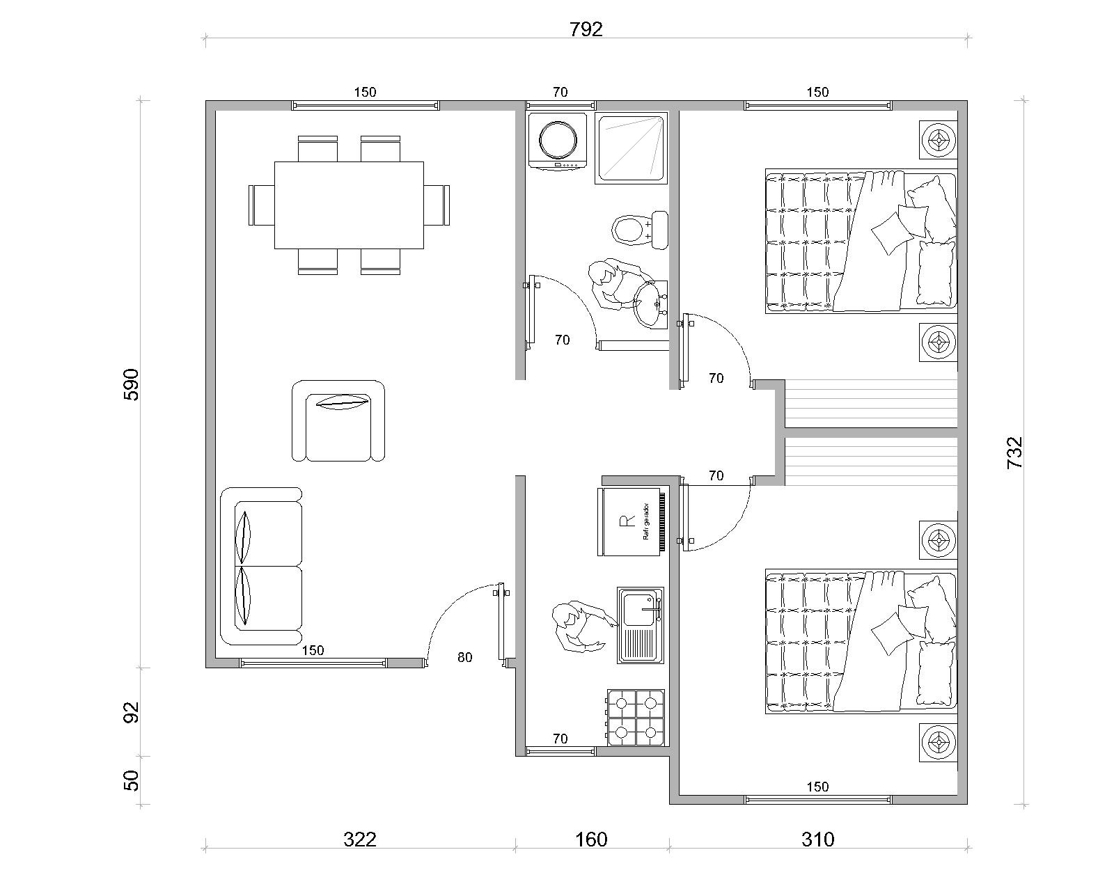 Casa 53 m2 – Planta